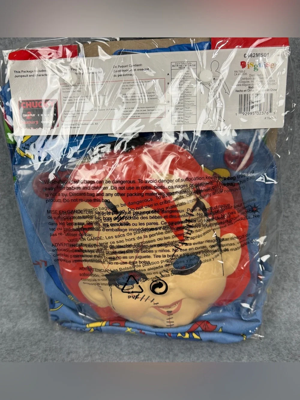 Boys XL 14-16 Chucky Classic Halloween Costume Horror Movie Doll New